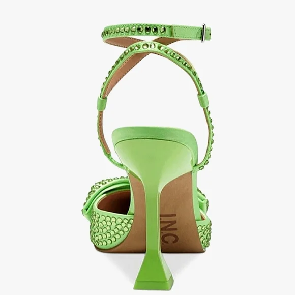 New w/Box INC International Concepts Stefia Lime Bow Rhinestone Ankle Strap Heel - Picture 4 of 6